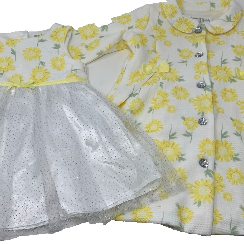 Nannette baby dress 2 Pc Set yellow Sunflower Coat/dress‎ 12 M